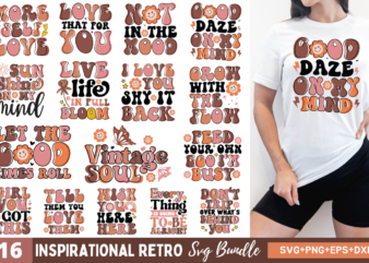 Inspirational Retro Quotes Bundle t shirt design for sale