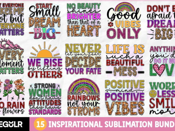 Inspirational sublimation bundle t shirt design for sale