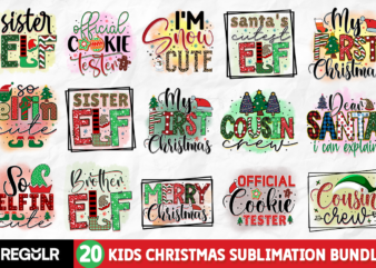Kids Christmas Sublimation Bundle t shirt vector art