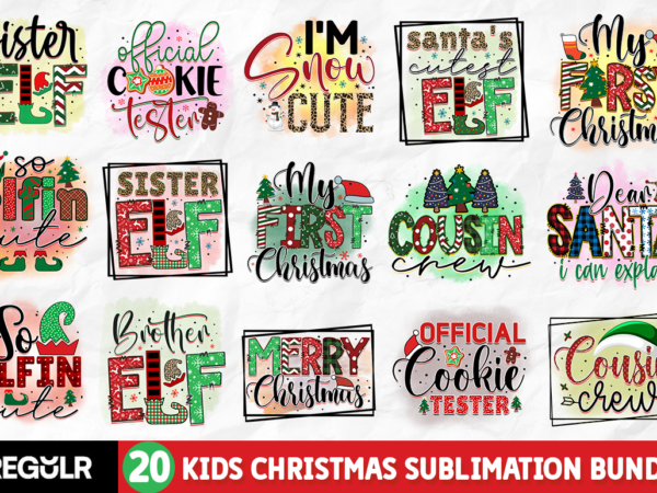Kids christmas sublimation bundle t shirt vector art