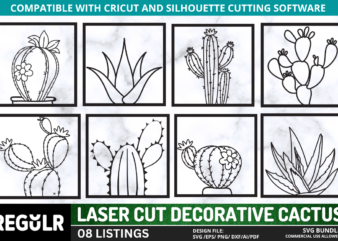Laser Cut Decorative Cactus SVG Bundle