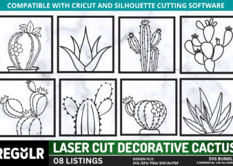 Laser cut decorative cactus svg bundle