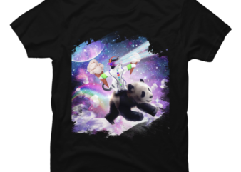 Lazer Rave Space Cat Riding Panda Eating Ice Cream t shirt vector graphic