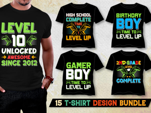Level up t-shirt design bundle