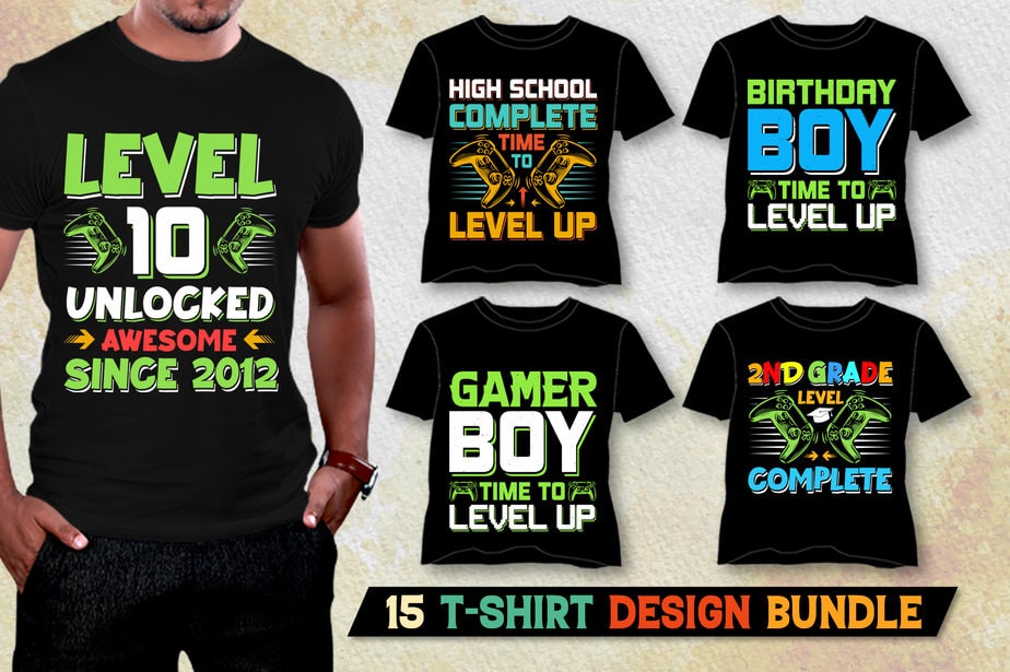 Level Up T-Shirt Design Bundle - Buy t-shirt designs