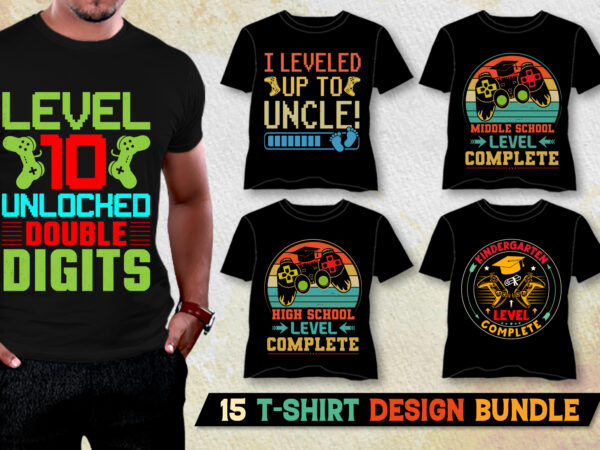 Level up t-shirt design bundle