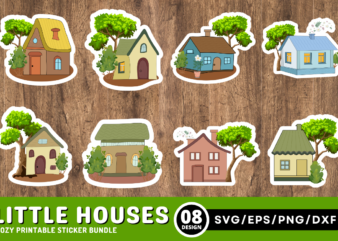 Little Cozy Houses Sticker Bundle t shirt vector graphic
