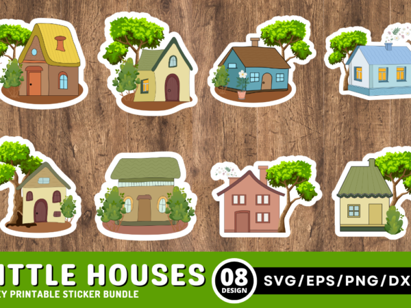 Little cozy houses sticker bundle t shirt vector graphic
