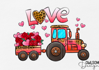 Love Tractor Valentine PNG Sublimation t shirt vector graphic