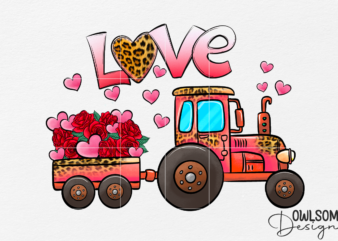 Love Tractor Valentine PNG Sublimation