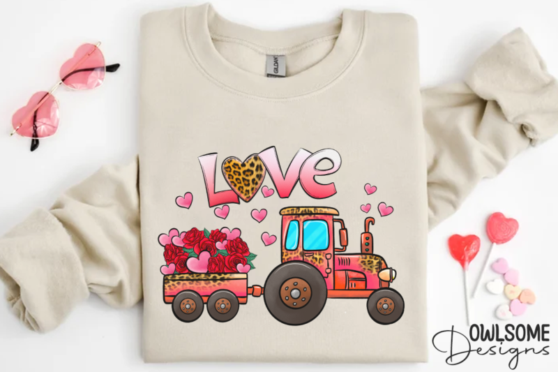 Love Tractor Valentine PNG Sublimation