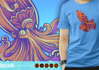 Luxury decorative octopus ornament svg t shirt vector graphic