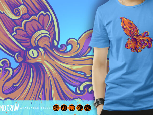 Luxury decorative octopus ornament svg t shirt vector graphic