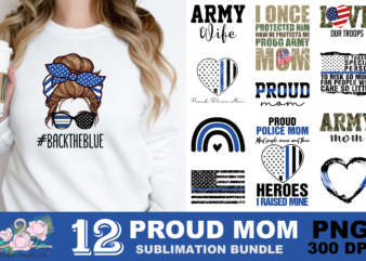 Proud Police Mom Thin Blue Line PNG Sublimation Design