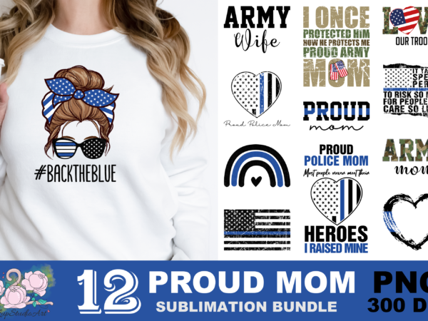 Proud police mom thin blue line png sublimation design