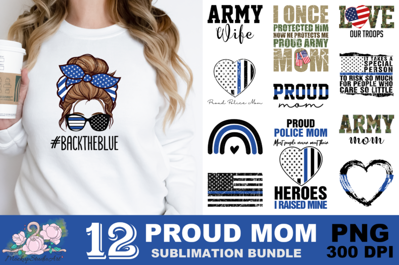 Proud Police Mom Thin Blue Line PNG Sublimation Design
