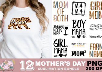 Mama Bear Mom of Both Mama PNG Sublimation Design