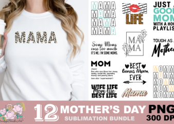 Mama Mom Life Bonus Mom PNG Sublimation Design