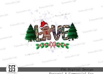 Love Gingerbread Man Christmas PNG