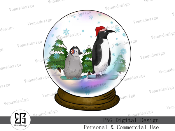 Ball glass penguin sublimation t shirt template