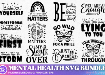 Mental health SVG Bundle t shirt designs for sale