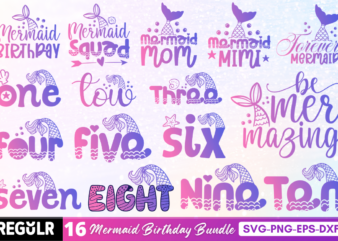 Mermaid Birthday SVG Bundle t shirt designs for sale