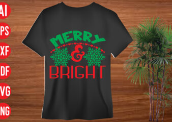 Merry & Bright T shirt design, christmas svg mega bundle , 130 christmas design bundle , christmas svg bundle , 20 christmas t-shirt design , winter svg bundle, christmas svg,