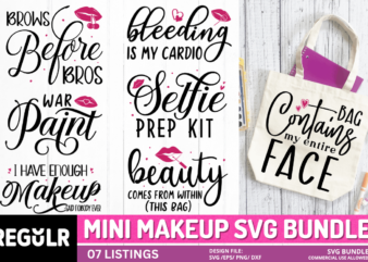 Mini Makeup svg Bundle t shirt designs for sale