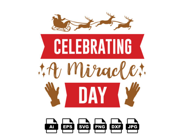 Celebrating a miracle day merry christmas shirt print template, funny xmas shirt design, santa claus funny quotes typography design