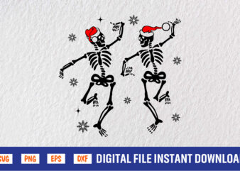 Christmas Dancing Skeleton Print Template t shirt vector file