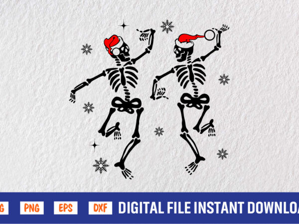 Christmas dancing skeleton print template t shirt vector file
