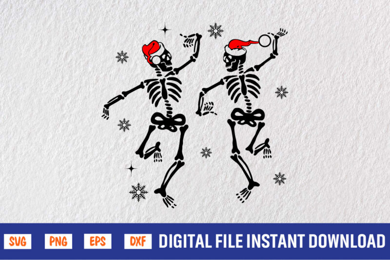 Christmas Dancing Skeleton Print Template