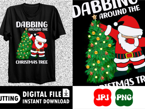 Dabbing around the christmas tree merry christmas dab tree shirt print template t shirt vector illustration