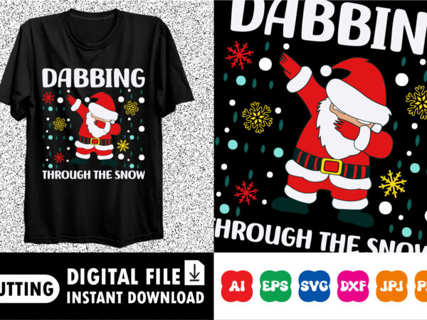 Dabbing through the snow merry christmas dab shirt print template t shirt vector illustration
