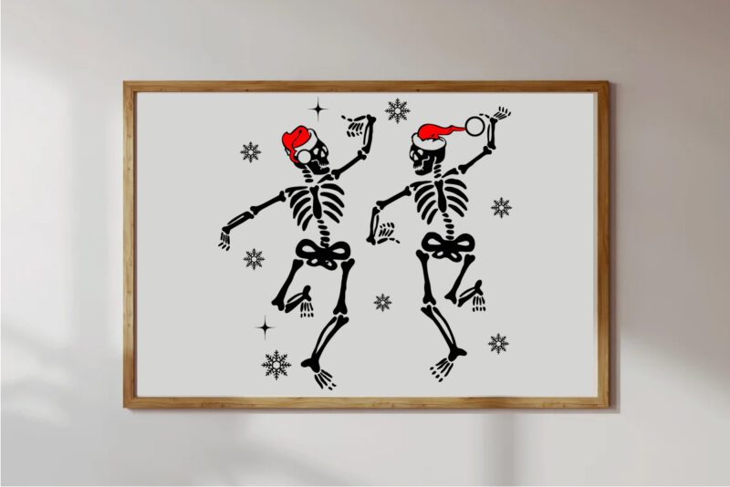 Christmas Dancing Skeleton Print Template