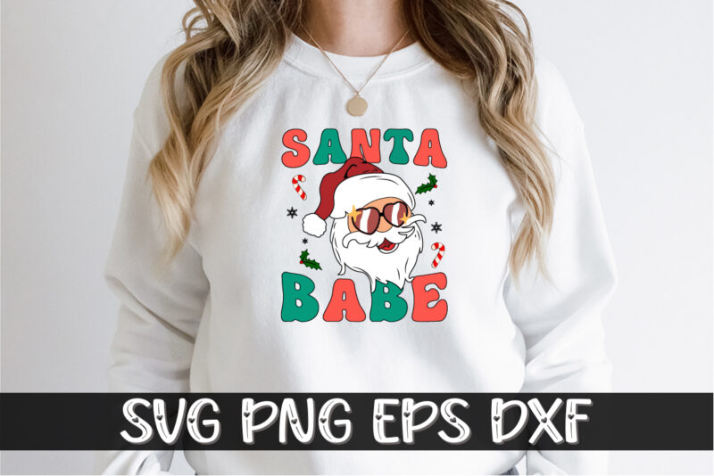 Funny Santa Babe Tee, Santa Babe Christmas Shirt Print Templatee
