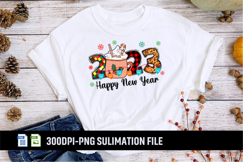 Happy New Year 2023 Merry Christmas Shirt Print Template