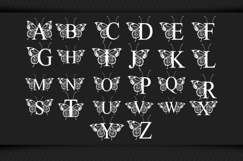 Butterfly Letters A-Z SVG