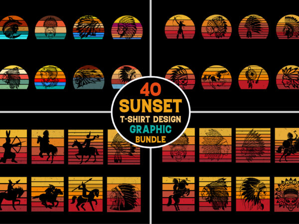 Native american retro vintage sunset bundle for t-shirt