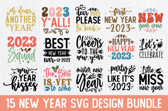 2023 new year t-shirt design bundle