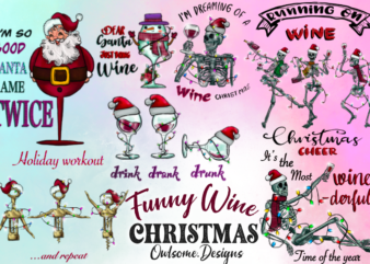 Funny Wine Christmas Sublimation Bundle t shirt graphic design