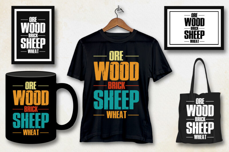 Ore Wood Brick Sheep Wheat T-Shirt Design