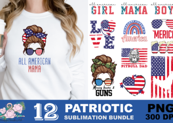 All American Mama 4th of July PNG Sublimation Design