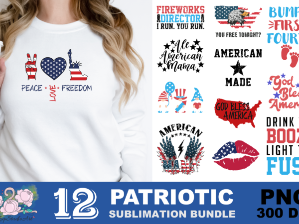 Peace love freedom 4th of july png sublimation design
