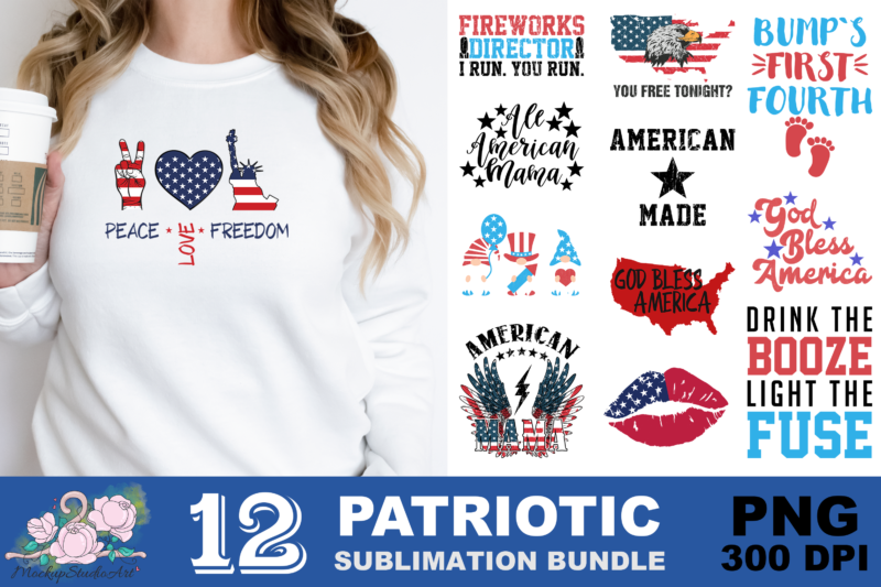 Peace Love Freedom 4th of July PNG Sublimation Design