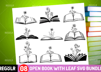 Paper Cut Open Book with Leaf SVG Bundle t shirt illustration