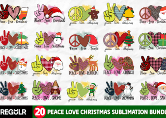 Peace Love Christmas Sublimation Bundle t shirt illustration