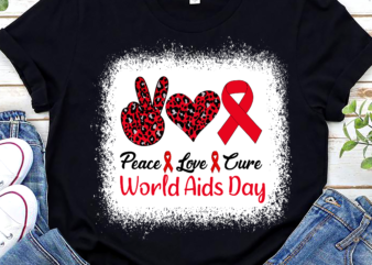 Peace Love Cure World Aids Day HIV_AIDS Awareness Leopard NL t shirt illustration
