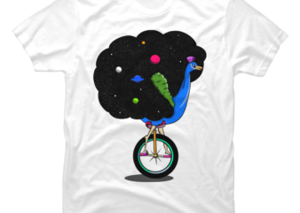 Peacock riding a unicycle