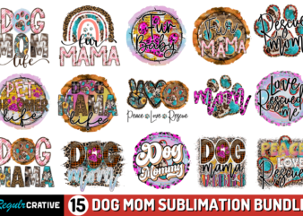 Dog Mom Sublimation Bundle t shirt vector illustration